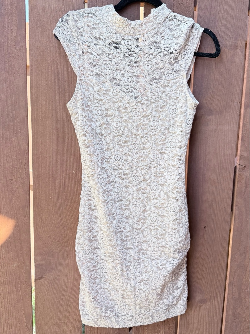 Sleeveless Cream Lace Mini Dress